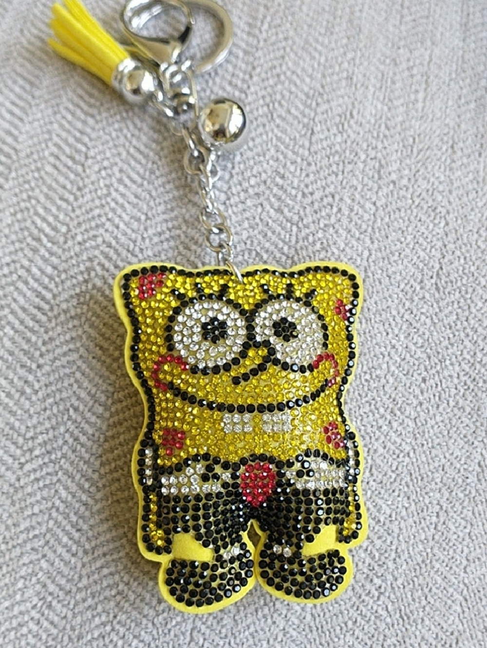 Yellow Rhinestone Cartoon Keychain Charm for Kids Accessories